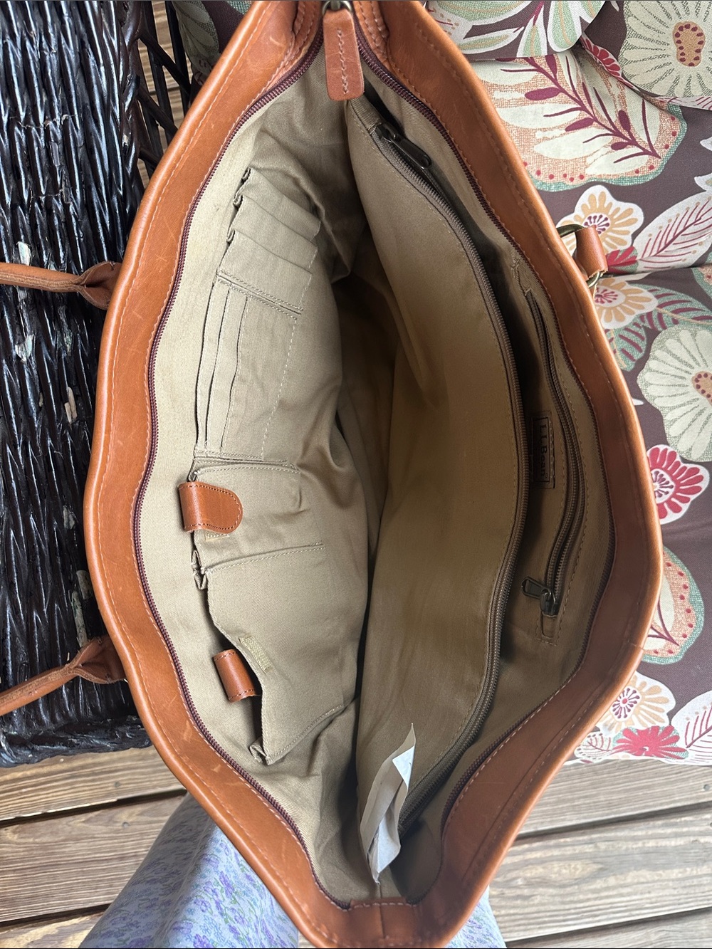 Vintage L L Bean Patchwork Leather-Trim Tote Bag in Multicolor - Picture 4 of 9